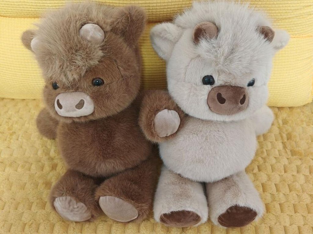 Classic Brown Running Scottish Highland cow plushie toy