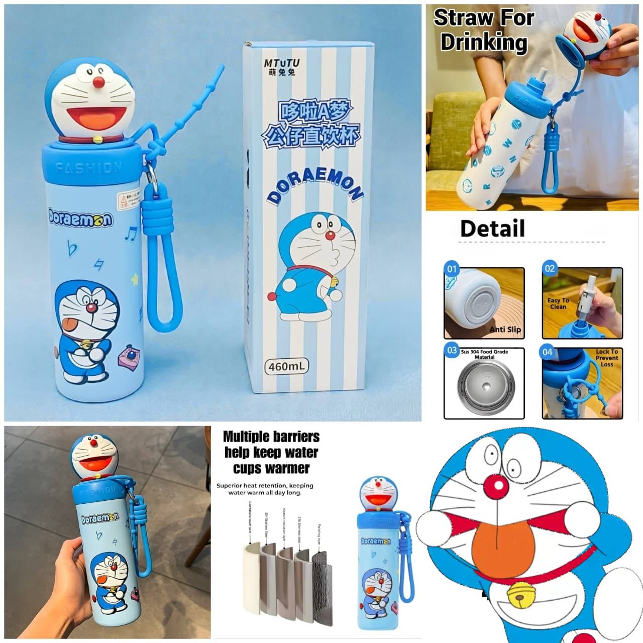 Doraemon Theme Insulated Steel Sipper