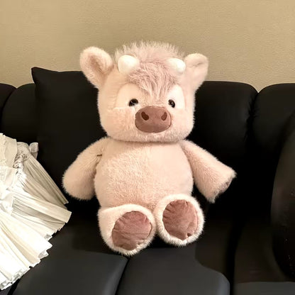 Pink Running Scottish Highland cow plushie toy