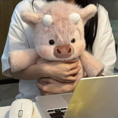 Pink Running Scottish Highland cow plushie toy