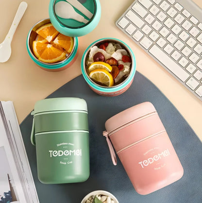 Tedemei Stainless Steel Soup Cup Double Storage