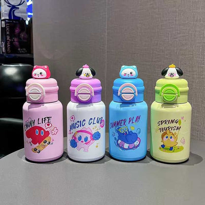 Cute Cartoon Dual-Sip Insulated Steel Bottles