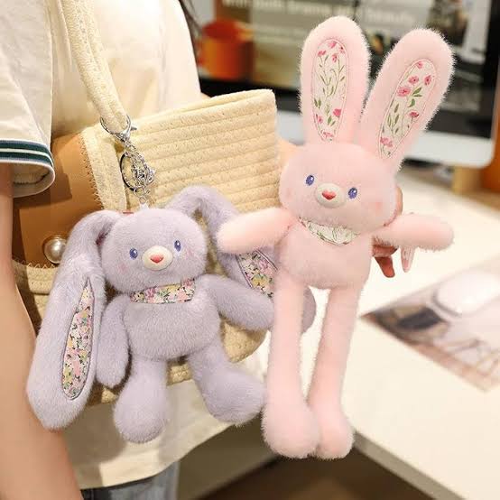 Soft Plush Blue Bunny Keychain