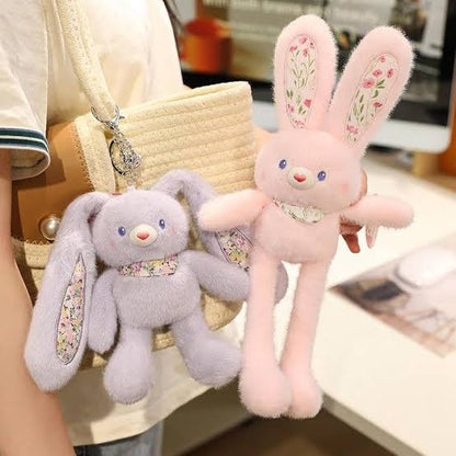 Soft Plush Blue Bunny Keychain