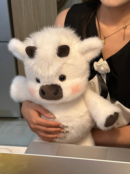 White Running Scottish Highland cow plushie toy