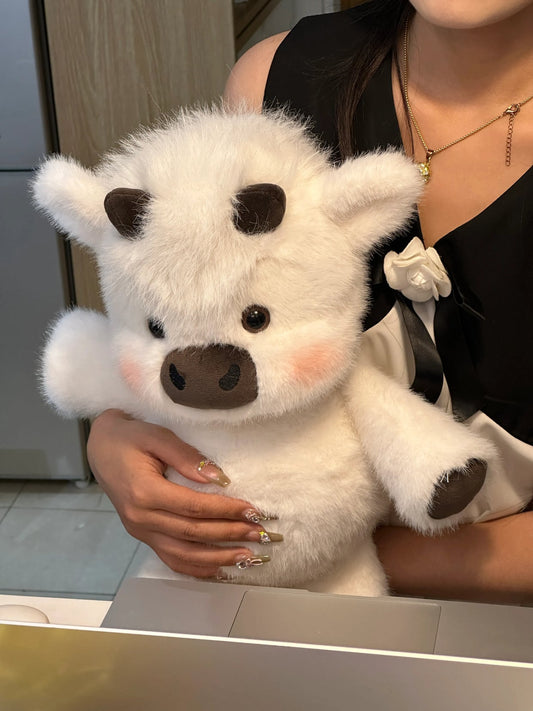 White Running Scottish Highland cow plushie toy