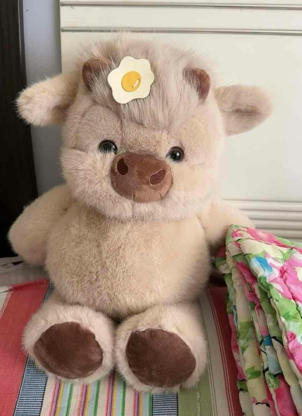 Brown Running Scottish Highland cow plushie toy