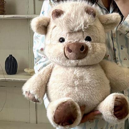 Brown Running Scottish Highland cow plushie toy