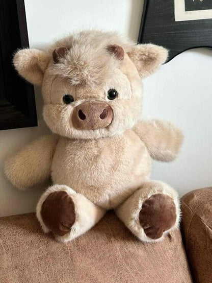 Brown Running Scottish Highland cow plushie toy