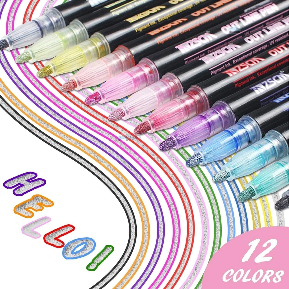 12 Colour Outline Pen
