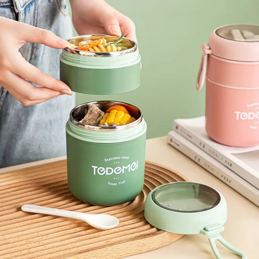 Tedemei Stainless Steel Soup Cup Double Storage