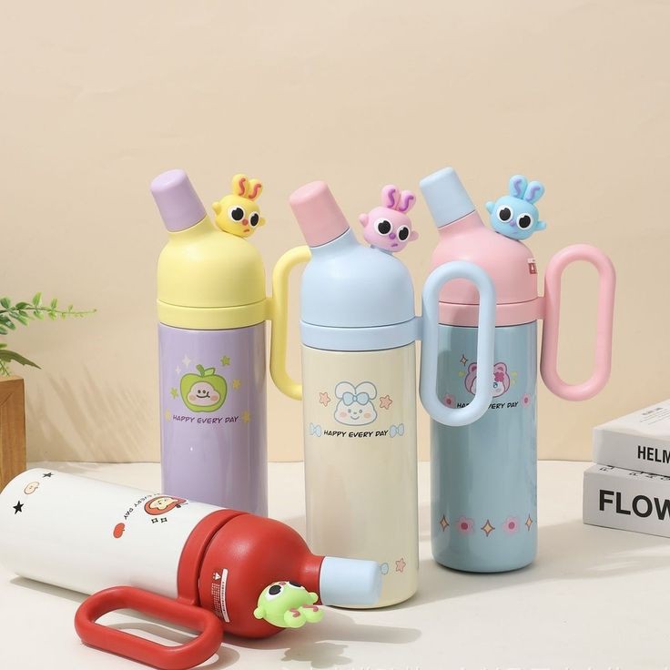 Cartoon Insulated Bottle with Straw
