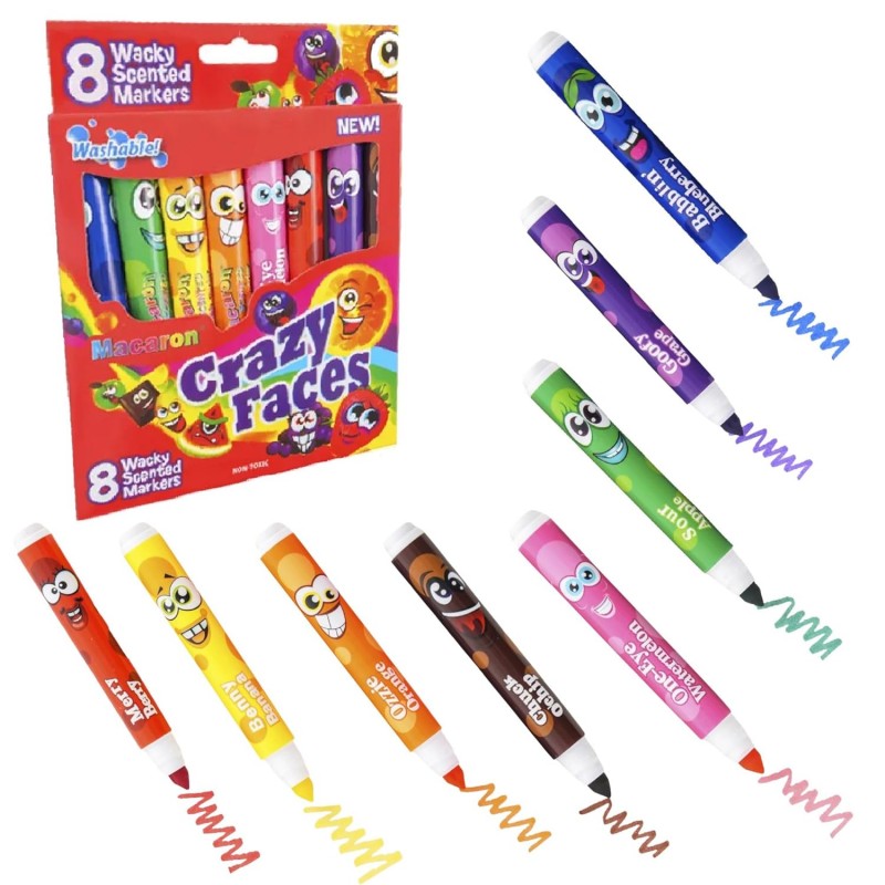 Macroon Crazy Faces New Washable Scented Marker