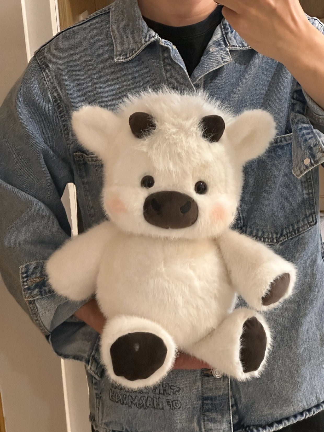 White Running Scottish Highland cow plushie toy