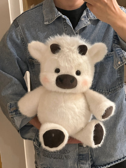 White Running Scottish Highland cow plushie toy