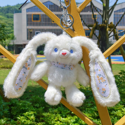 Soft Plush White Bunny Keychain