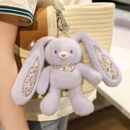 Soft Plush Blue Bunny Keychain