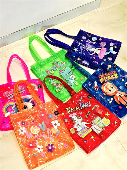 Kids Transparent Neon Shades Multipurpose Tote Bags 🌈