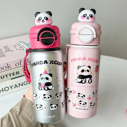 Cute Panda Water Bottle/Flip Cap & Strap