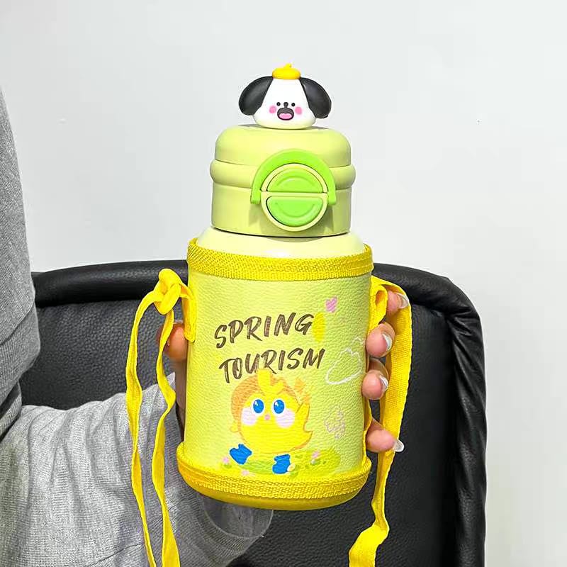 Cute Cartoon Dual-Sip Insulated Steel Bottles